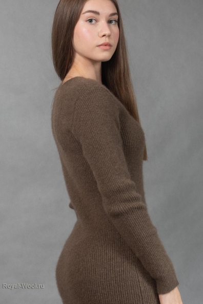 Приталенное шерстяное платье капучино 1921-74-M-2