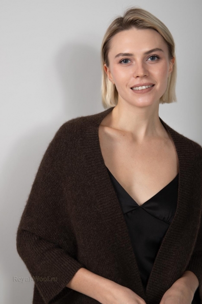 Женский шерстяной кардиган коричневый фрисайз 1921-U-11