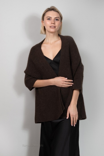 Женский шерстяной кардиган коричневый фрисайз 1921-U-11