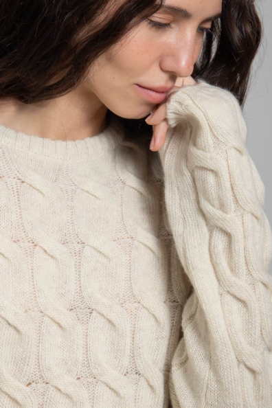 Женский шерстяной джемпер белый шампань 401-BM-1