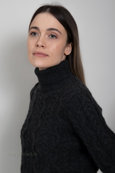 Свитер кашемир графит в косичку 705-G-grey