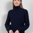 Синий кашемировый свитер косичка фото1