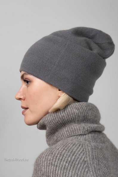 Женская шапка бини серая 750-4-39