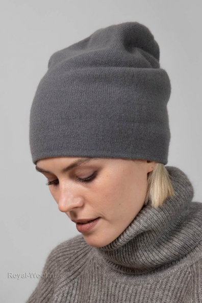 Женская шапка бини серая 750-4-39