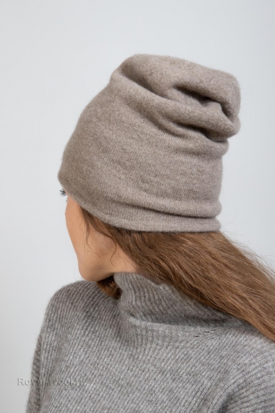 Женская шапка бини темно-бежевая 750-SF-5B
