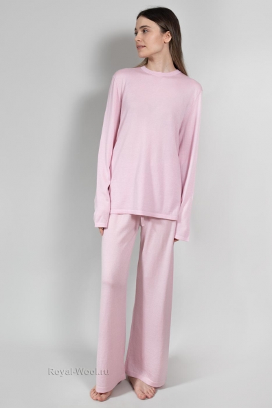 Брюки кашемир-шёлк розовые 728-G-rose