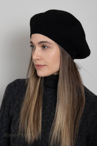 Берет кашемировый черный 750-M-black