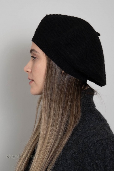Берет кашемировый черный 750-M-black