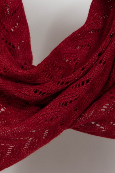 Бордовый шерстяной палантин 490-1K-4