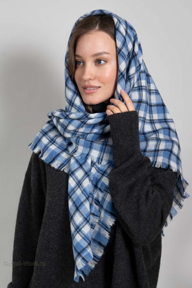 Голубой платок из кашемира 154-7G-1