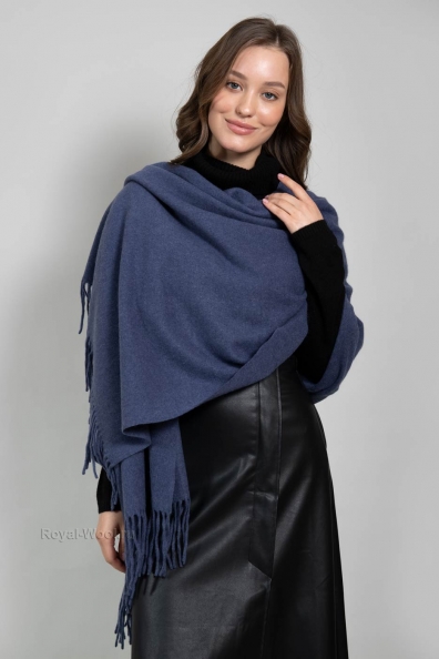 Кашемировый палантин ультрамарин 154-6G-1