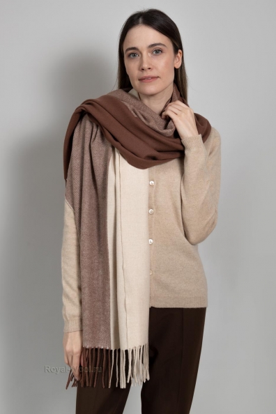 Палантин кашемир бежево-коричневый 154-5-24
