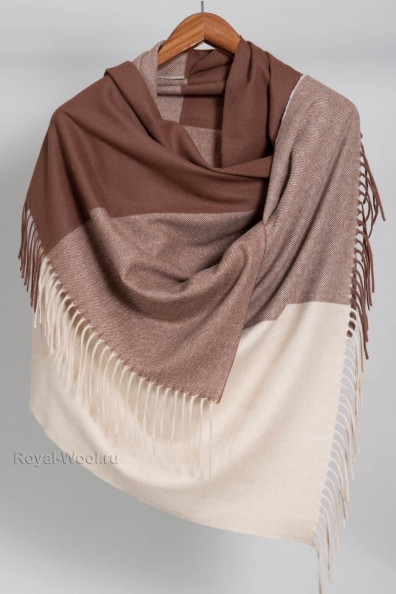 Палантин кашемир бежево-коричневый 154-5-24