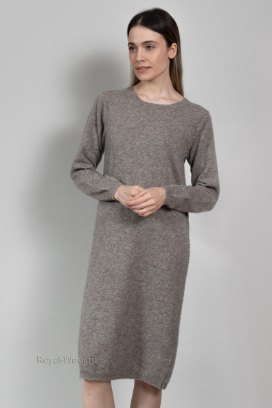 Платье из шерсти яка серое прямое 1921-7-72