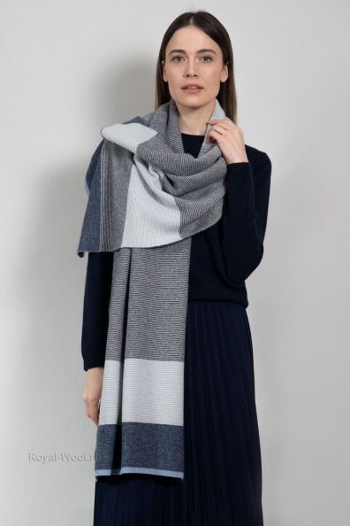 Шарф-палантин кашемир серо-голубой 761-G