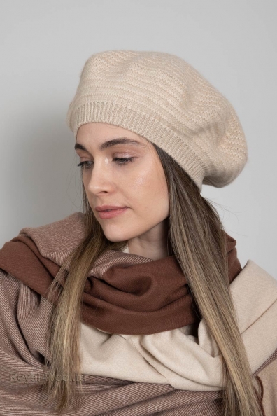 Берет кашемир светло-бежевый 750-M-beige