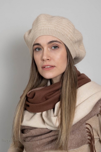 Берет кашемир светло-бежевый 750-M-beige