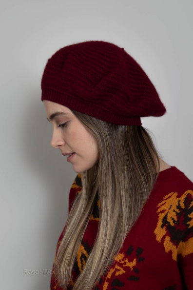 Берет кашемировый бордовый 750-M-burgundy