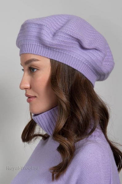 Берет кашемировый лиловый 750-M-lilac