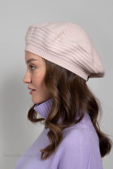 Берет кашемировый розовый 750-M-rose
