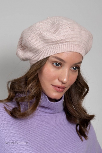 Берет кашемировый розовый 750-M-rose