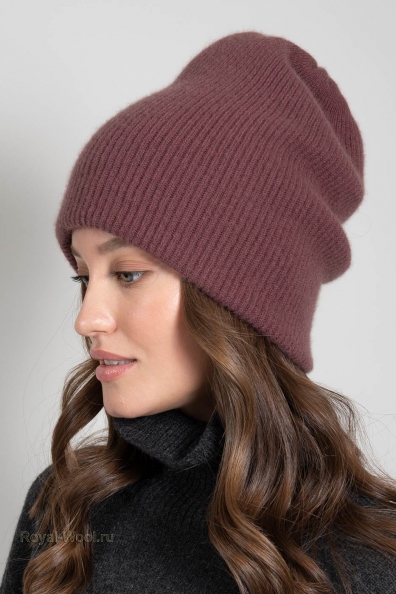 Шапка двойная горчично-розовая 750-4-41