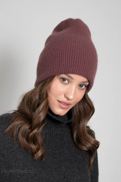 Шапка двойная горчично-розовая 750-4-41