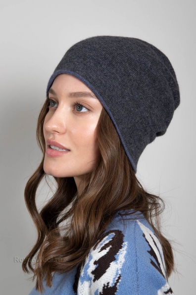 Шапка двойная серая/фиолетово-синяя 750-SF-15