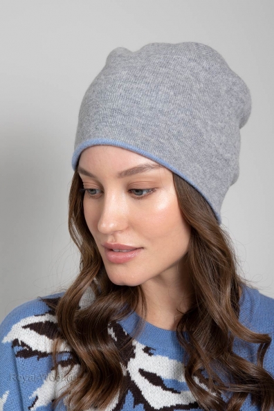 Шапка двойная серая/небесно-голубая 750-SF-14