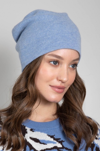 Шапка двойная серая/небесно-голубая 750-SF-14