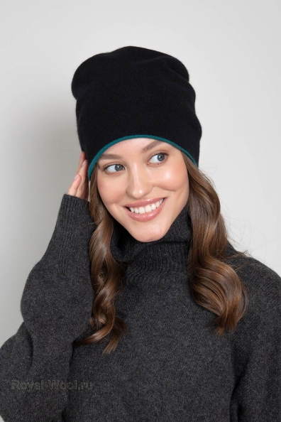 Шапка двойная зеленовато-синяя/черная 750-SF-13