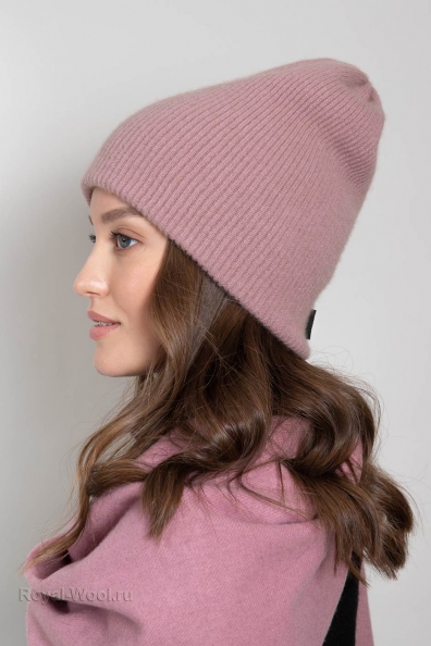Шапка кашемир пепельно-розовая 750-4-42