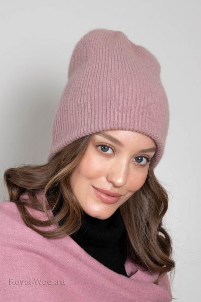 Шапка кашемир пепельно-розовая 750-4-42