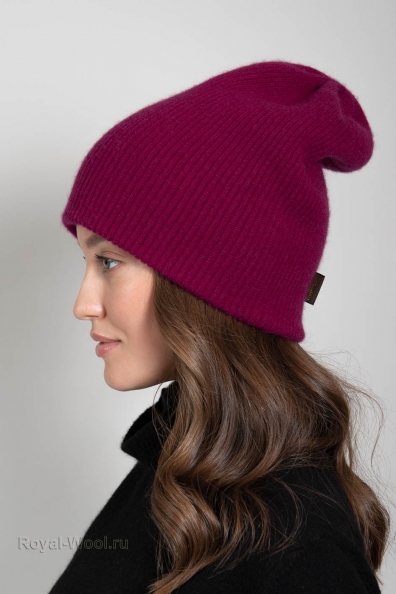 Женская двойная шапка фуксия 750-4-40