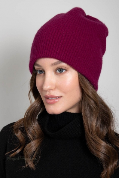 Женская двойная шапка фуксия 750-4-40