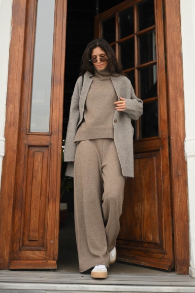 Брюки кашемировые бежевые женские 716-M-21