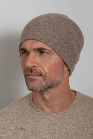 Мужская бежевая шапка двухсторонняя 750-SFM