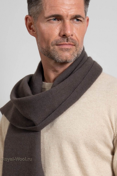 Мужской однотонный светло-коричневый шарф 760-51-M