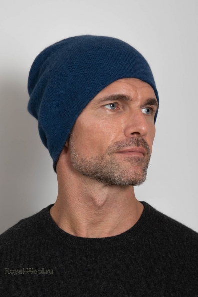 Шапка мужская двухсторонняя синяя-серая 750-SFM-16