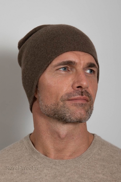 Шапка мужская из шерсти яка капучино 195-MT-20M