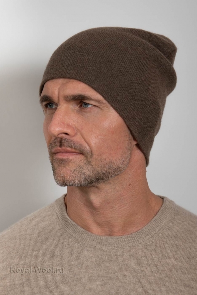 Шапка мужская из шерсти яка капучино 195-MT-20M
