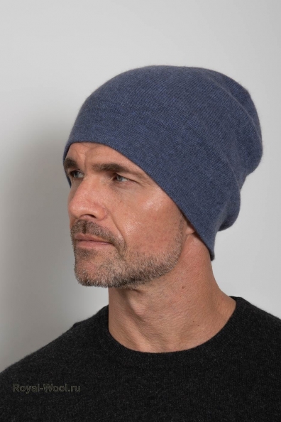 Шапка мужская серая/фиолетово-синяя 750-SFM-15