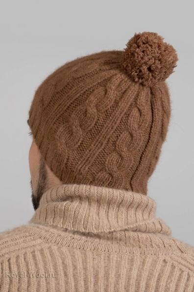 Шапка с рисунком из верблюжьей шерсти c помпоном 193-SL-3M