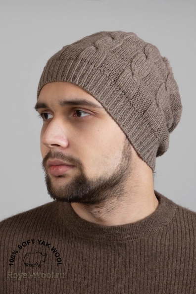Шапка с рисунком, помпоном из шерсти яка 195-91-M