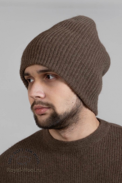 Шерстяная зимняя мужская шапка капучино 195-2-ULM-5