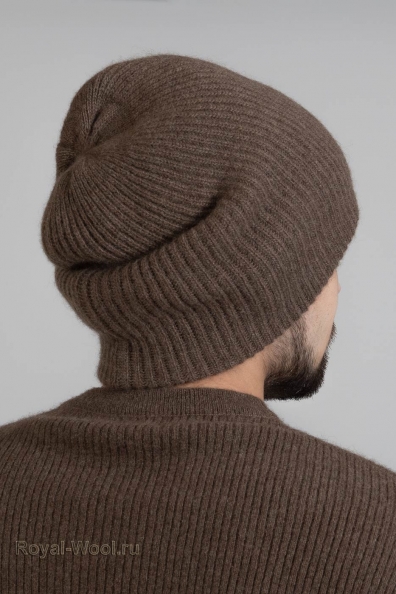 Шерстяная зимняя мужская шапка капучино 195-2-ULM-5