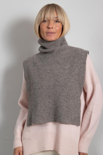 Воротник-манишка серый шерсть яка 096-4M