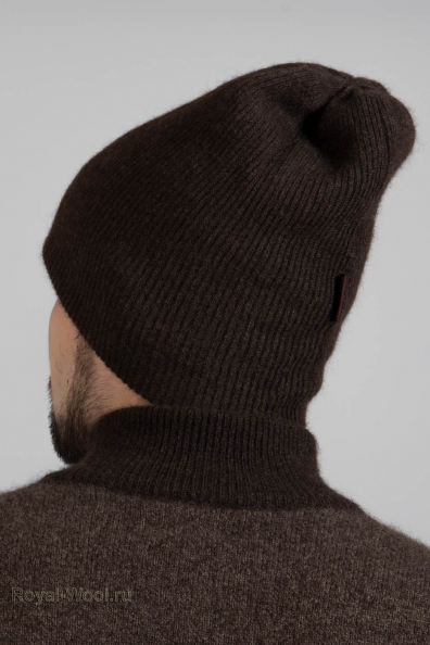 Зимняя мужская шапка коричневая шерсть яка 195-2-ULM-3
