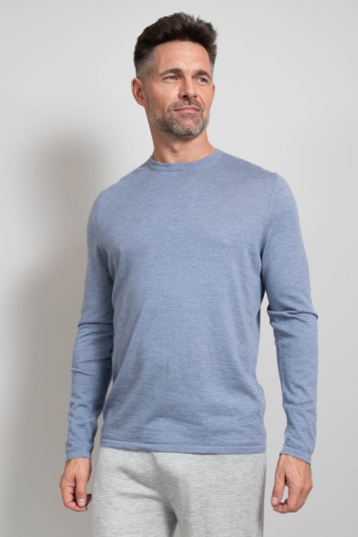Мужской джемпер голубой кашемир-шёлк 701-GM-sky