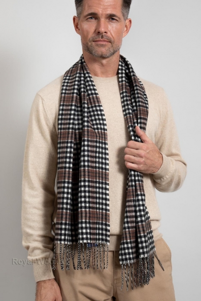 Кашемировый шарф мелкая клетка 760-43-M